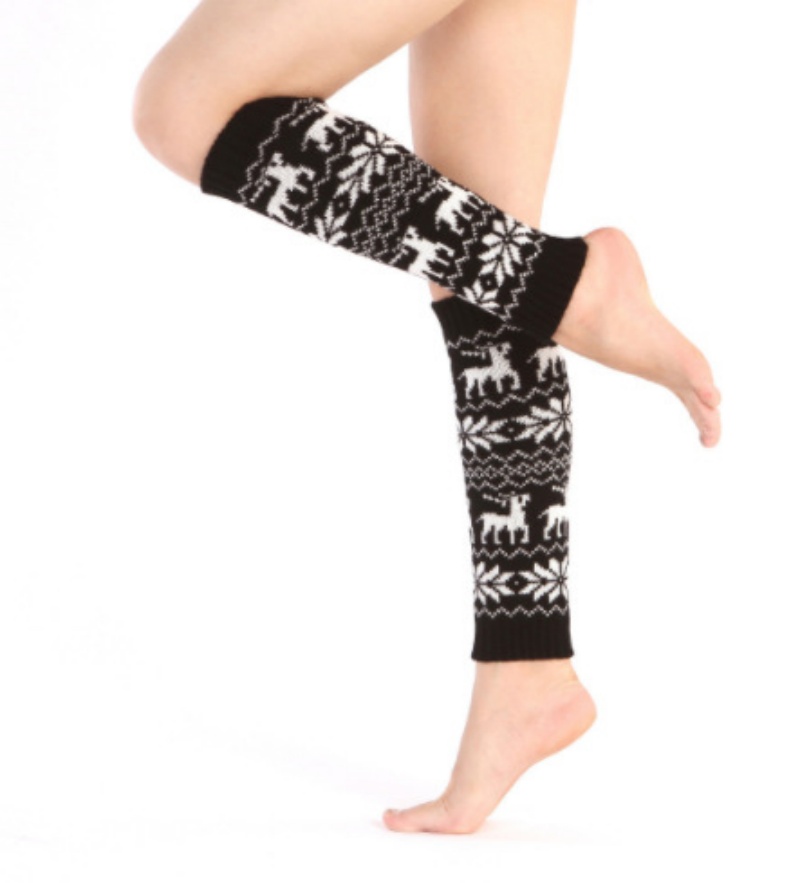 Winter Long Leg Warmers Womens Bohemian Thermal Wool Knitted Boot Toppers Socks